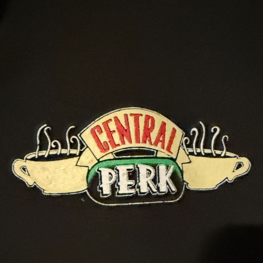 FRIENDS Black Hoodie with Iconic Central Perk Logos - Picture 2 of 6